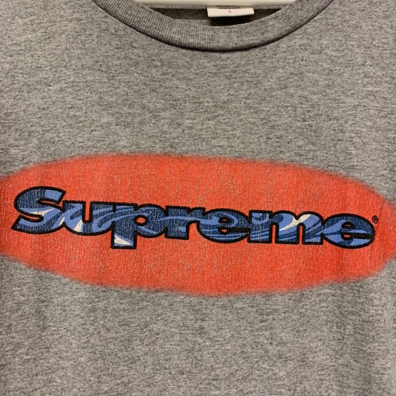 Supreme Ripple Grey Long Sleeve logo Shirt Size - Depop