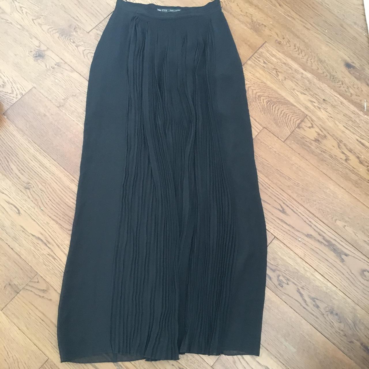 zara black pleated maxi skirt