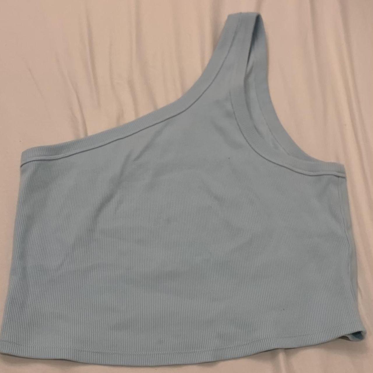 Everlane Ribbed One Shoulder Tank In Light Blue Depop