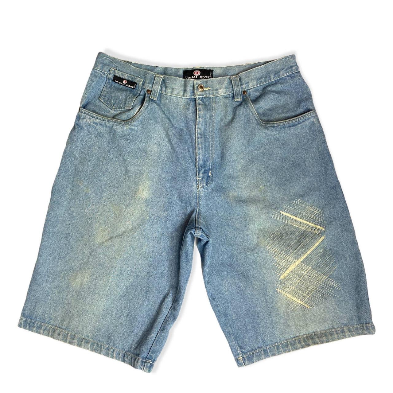 Y2K Streetwear Hip Hop Baggy Denim Shorts Jeans... - Depop