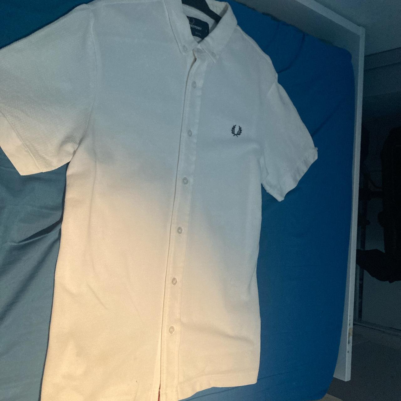 Small white Fred Perry shirt (would also fit xs or... - Depop