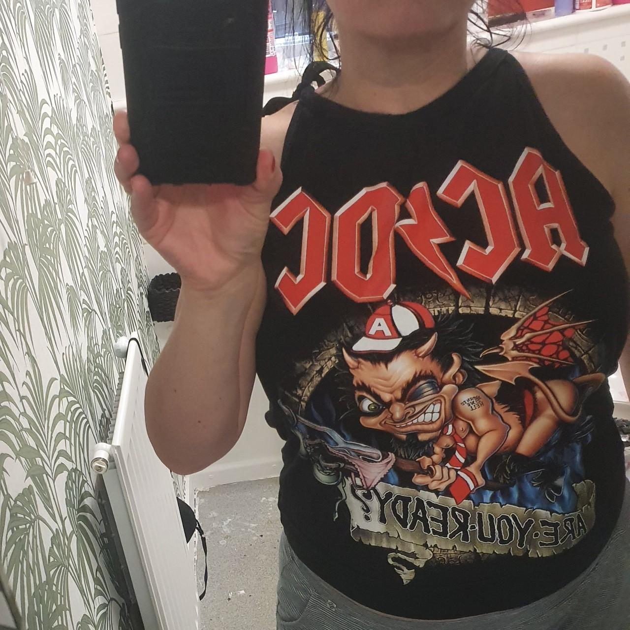 AC/DC 'Are you ready' rare sleeveless black top with... - Depop