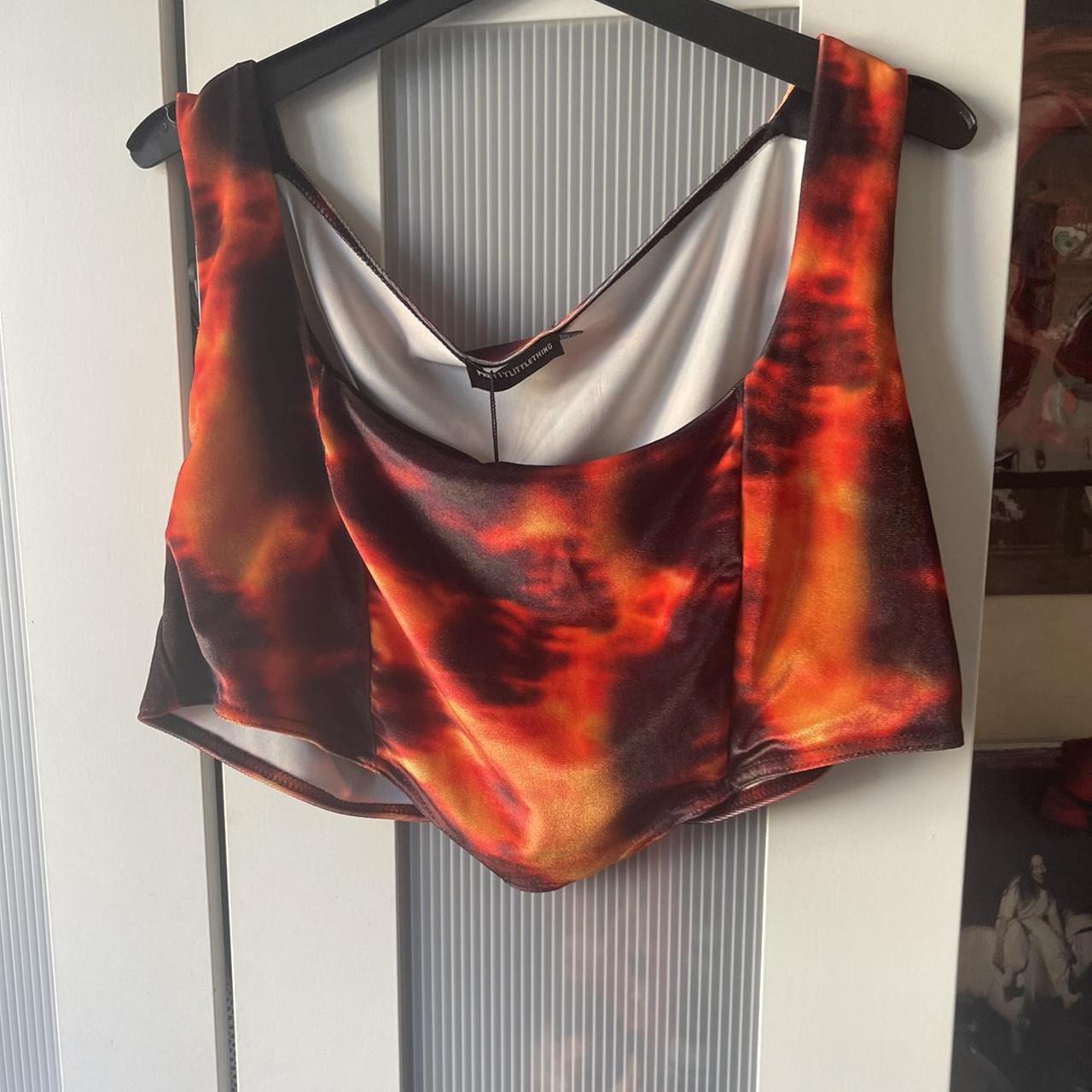 Flame print crop top Pretty little thing Thick... Depop
