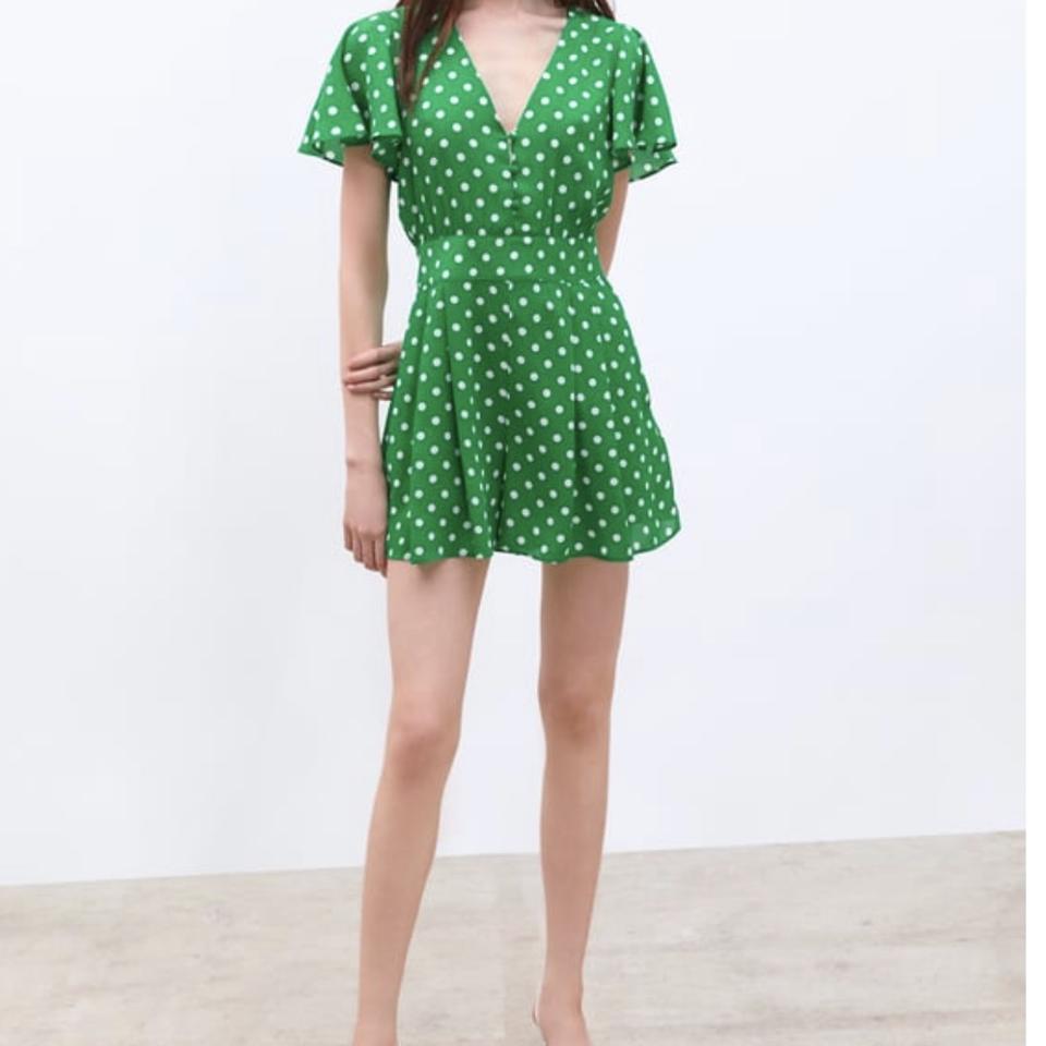 Zara green polka store dot playsuit