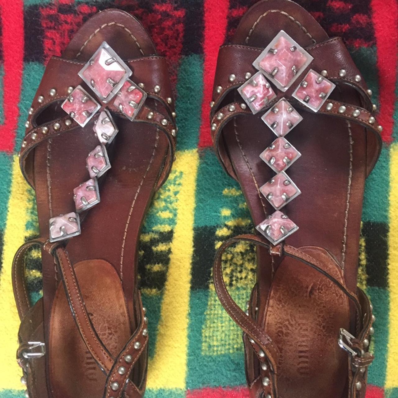 Miu Miu Rose Quartz Princess Leia sandals size... - Depop