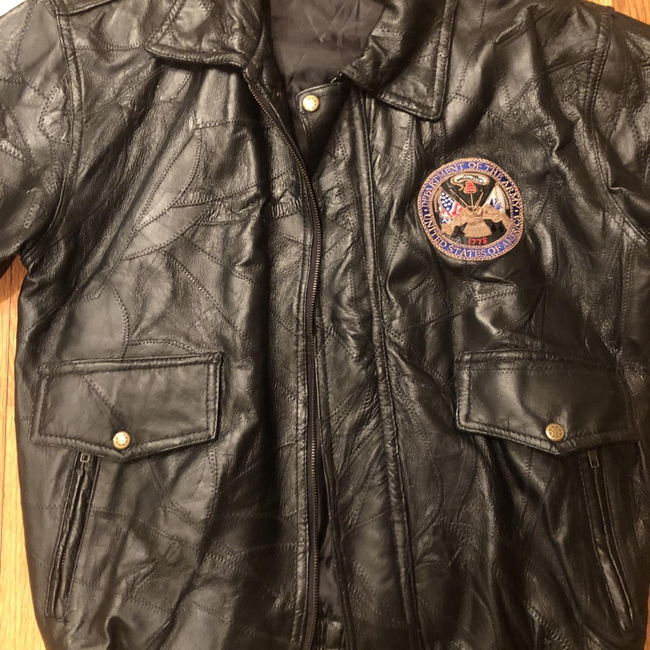 Vintage military leather jacket Brand: American... - Depop