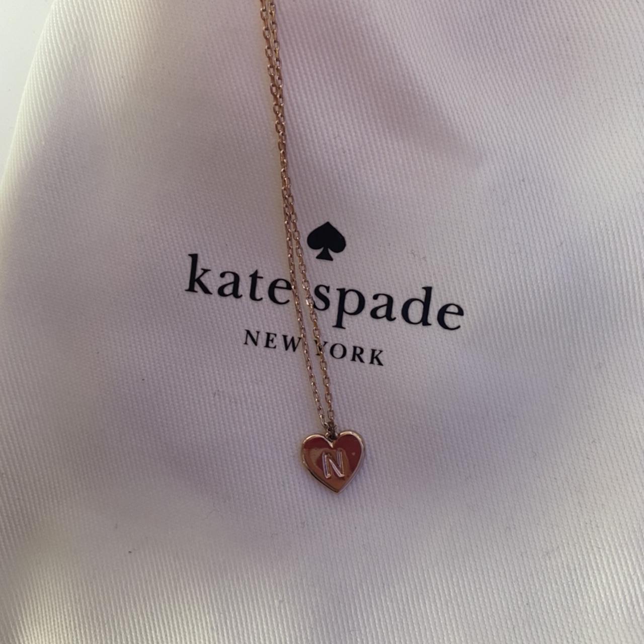 kate spade rose gold necklace with N engraved in the... Depop