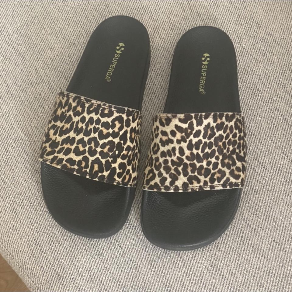 superga leopard slides