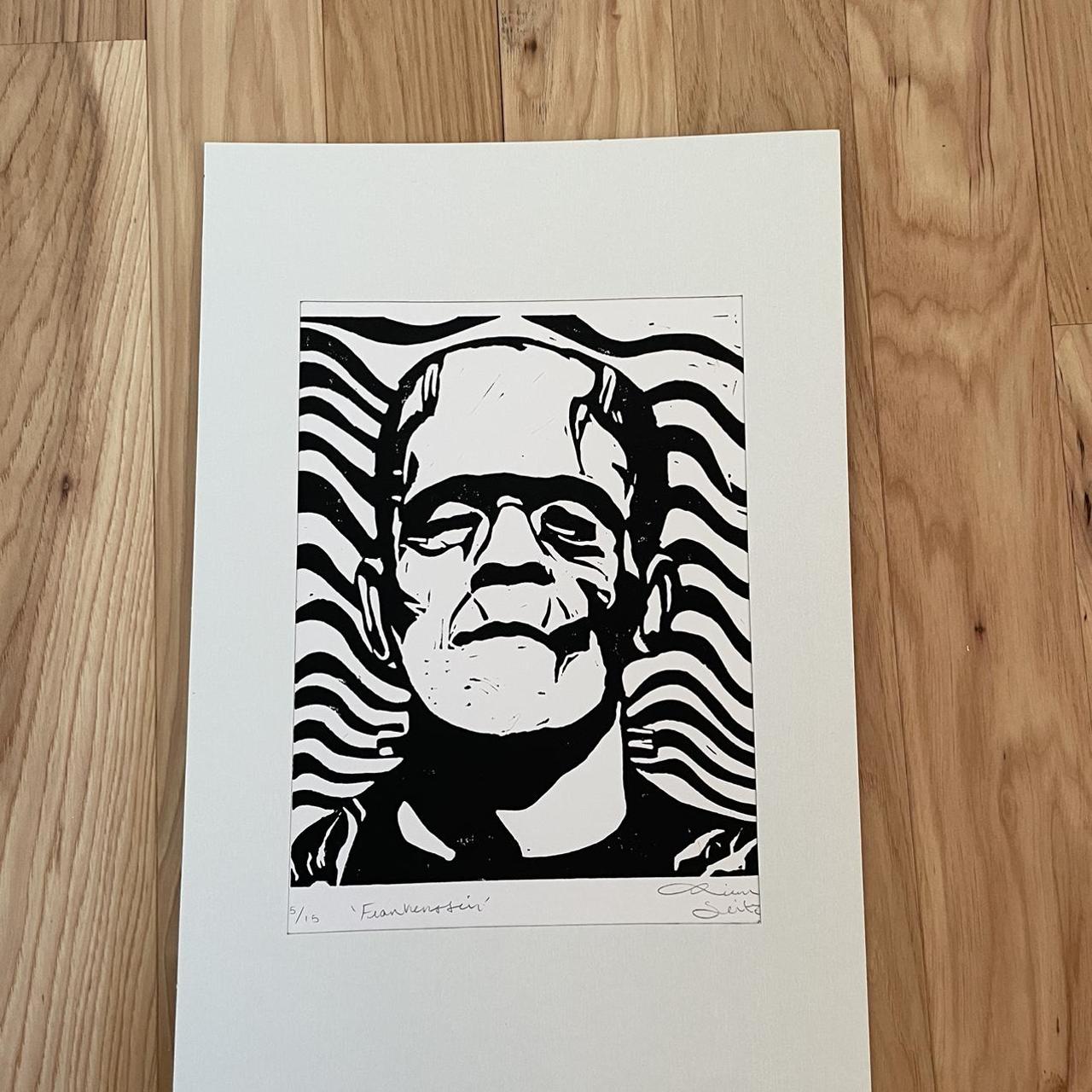 Original lino cut carving print done by me. Carved... Depop