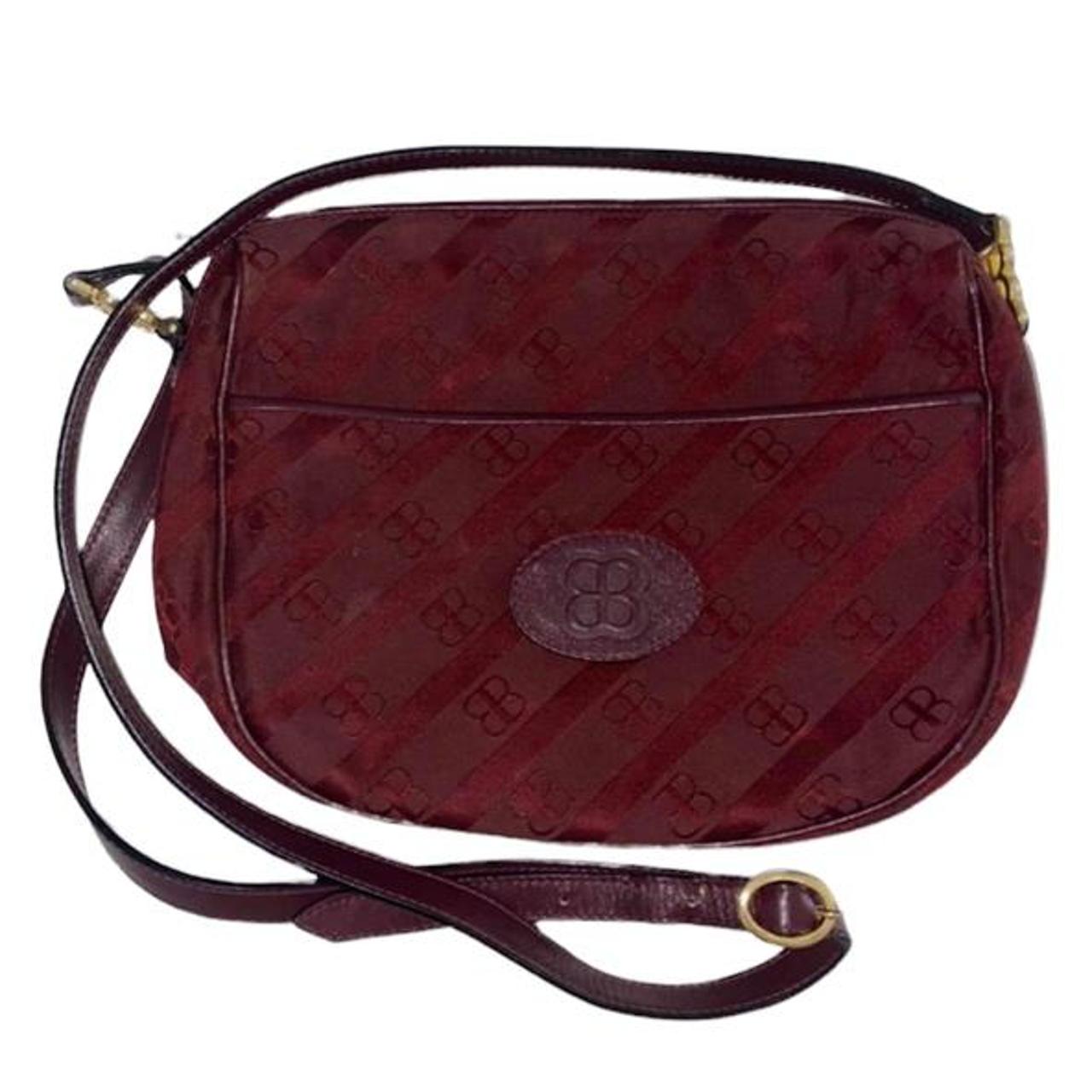 1970s Balenciaga Maroon Monogram Crossbody Bag