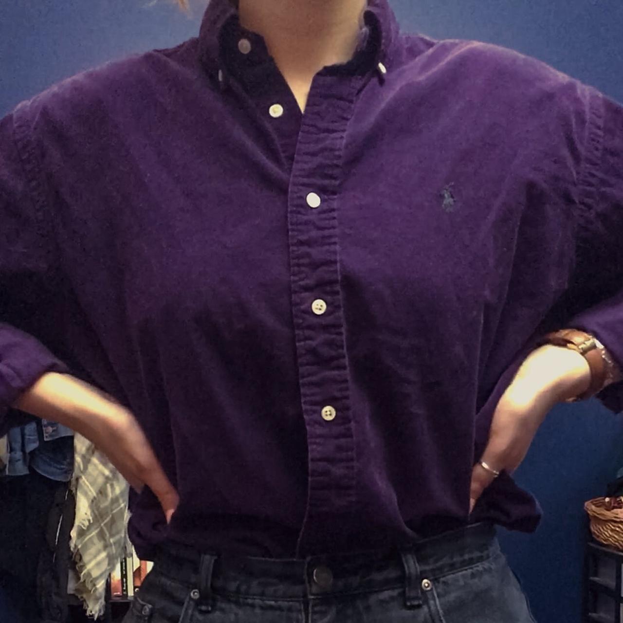 Vintage Ralph Lauren Blaire Purple Corduroy Shirt... - Depop