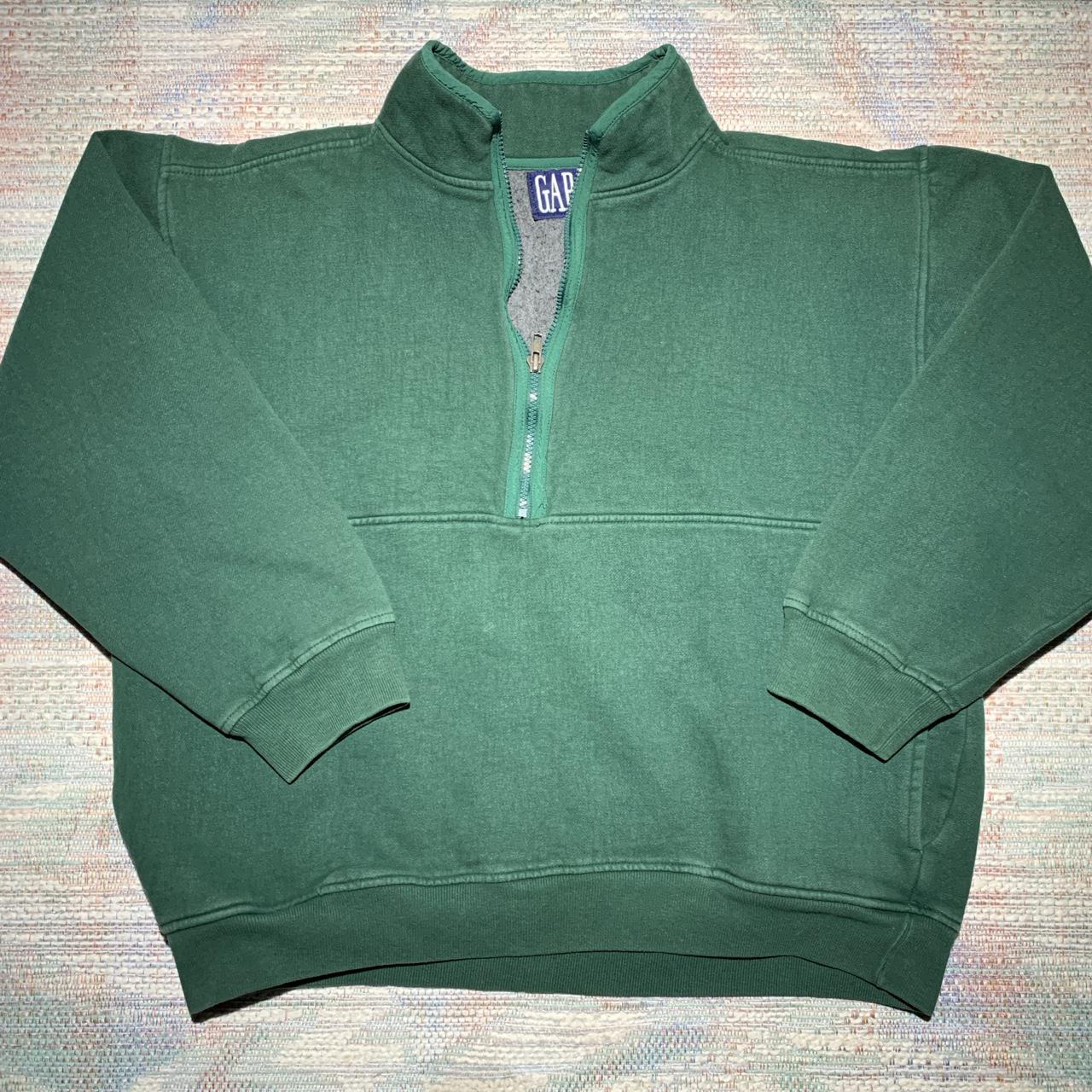 Vintage 90s Gap green half zip fleece pullover... - Depop