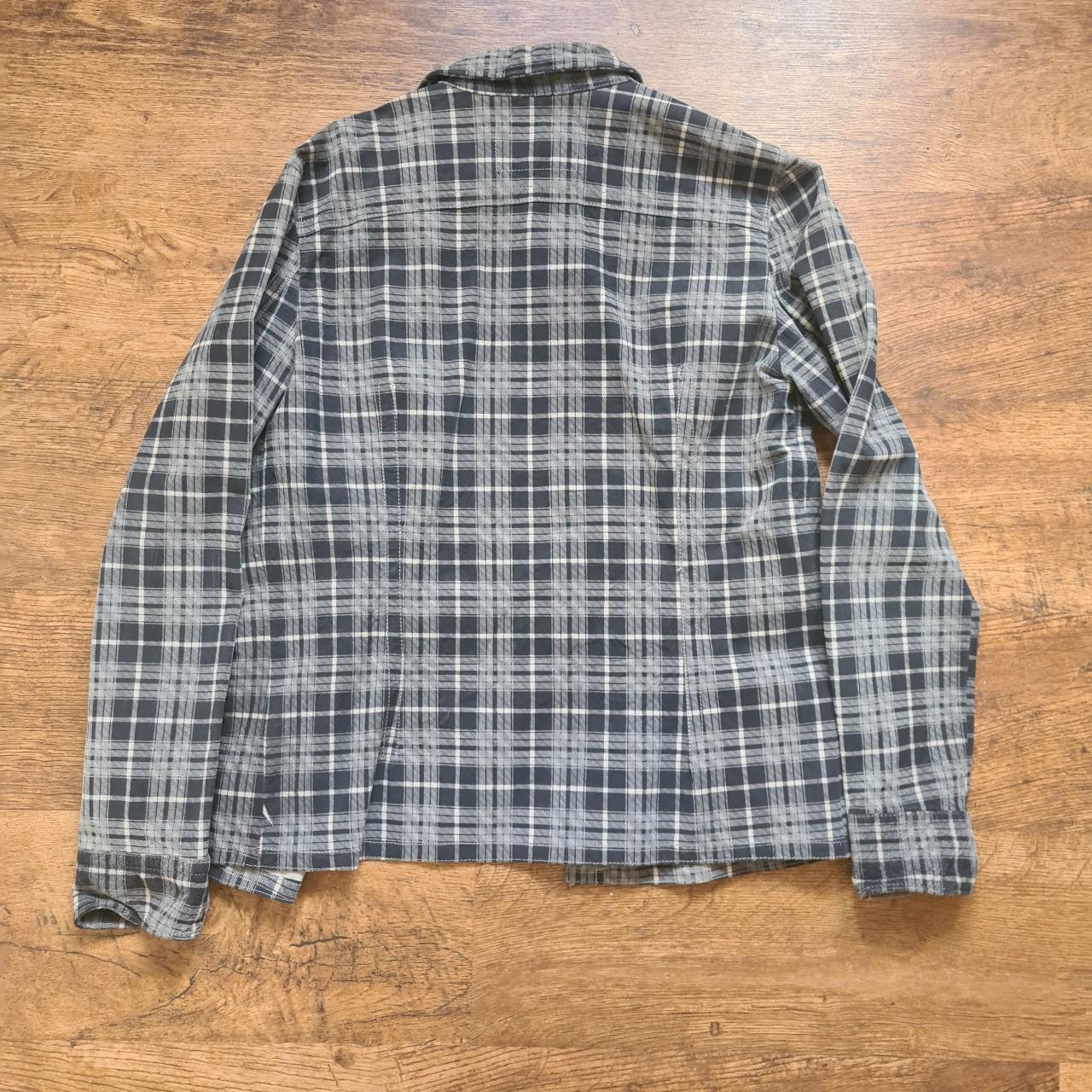 ALSAINTS ALCHEMY LEATHER CHECK SHIRT BLUE GREY SIZE... - Depop