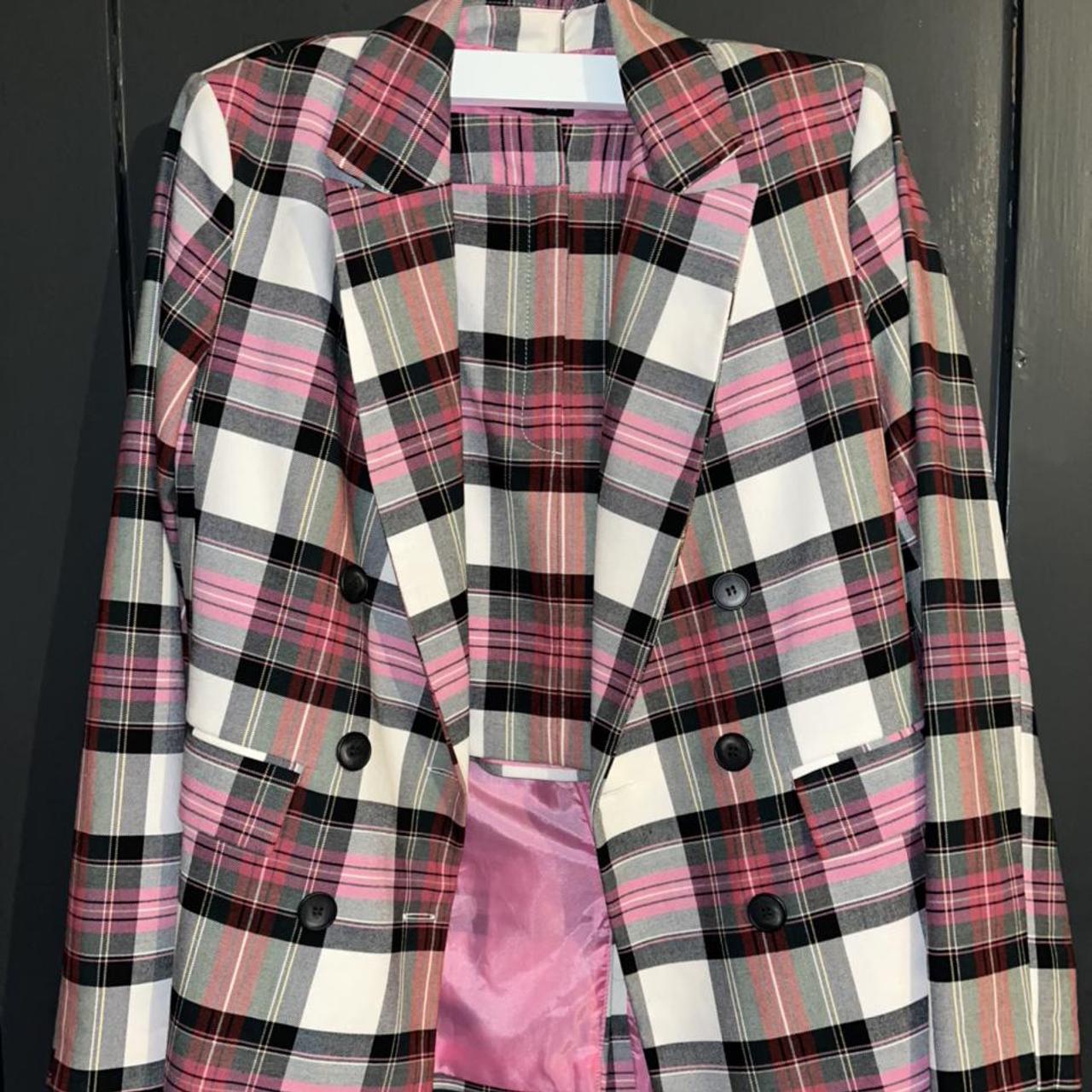 Topshop pink tartan suit set skirt and Depop - Main Image