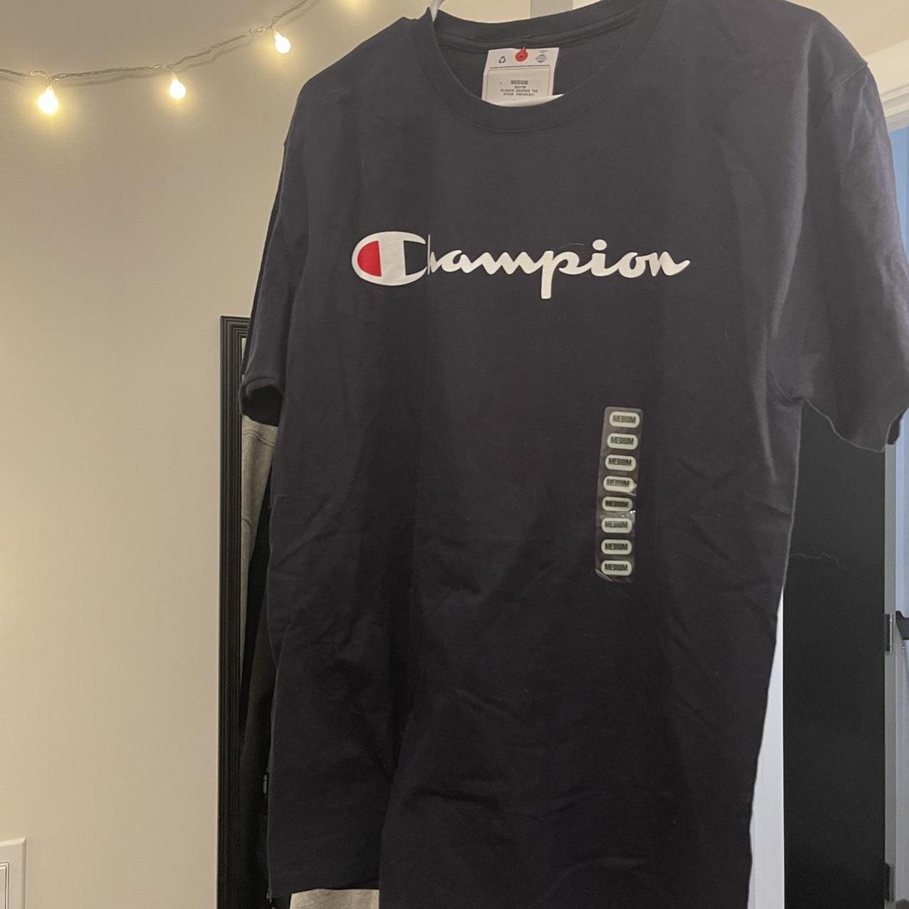 NWT Navy blue Champion logo shirt. This is a size M... - Depop