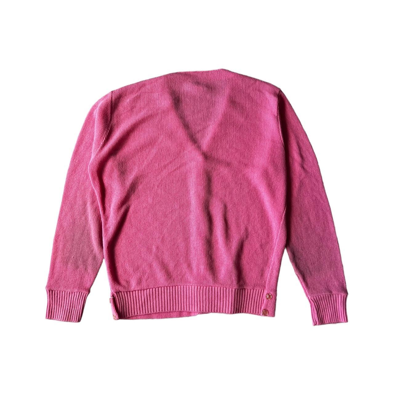 1980s Hot Pink Izod Lacoste Acrylic Cardigan Sweater... - Depop