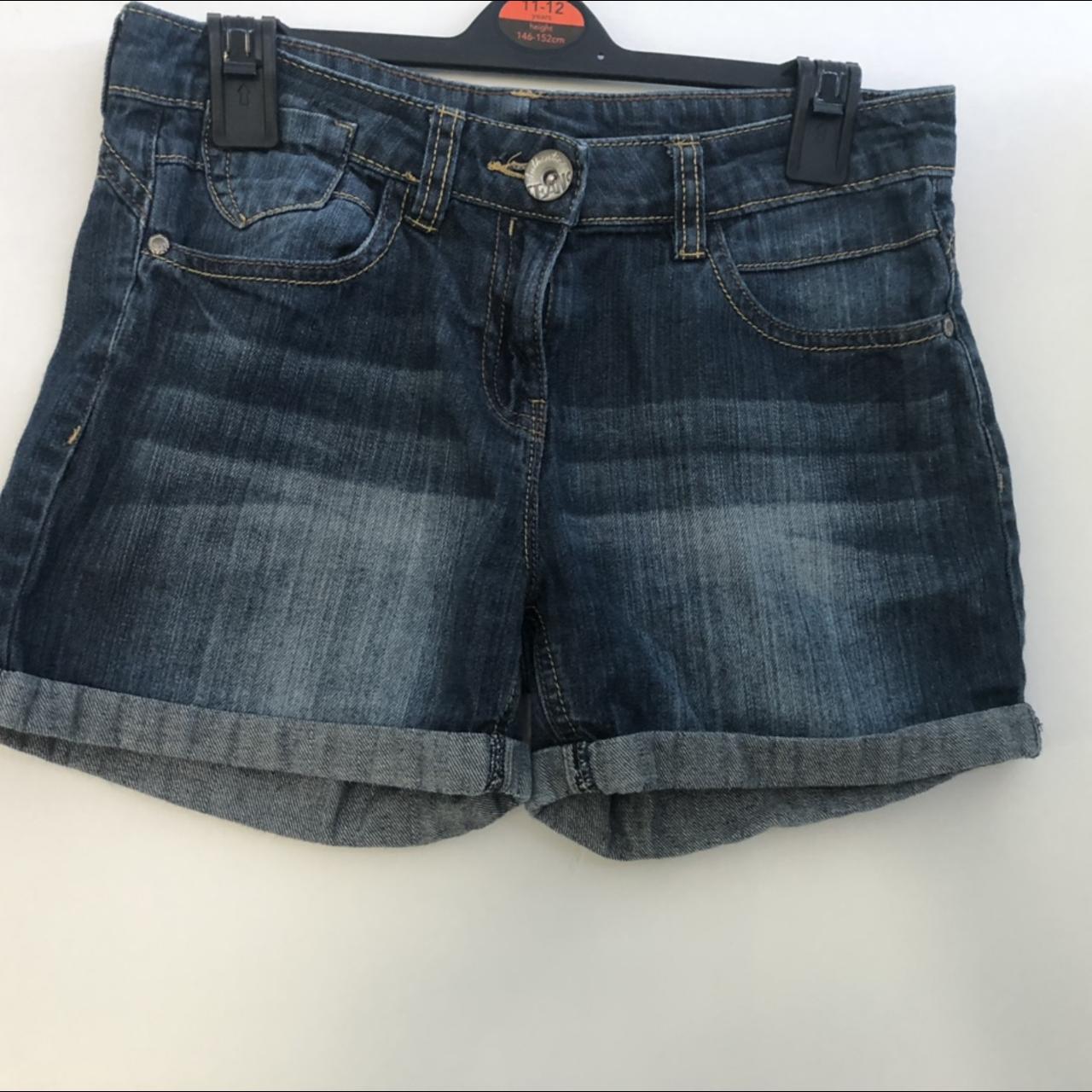 -low waisted denim shorts -size 6 -good condition... - Depop