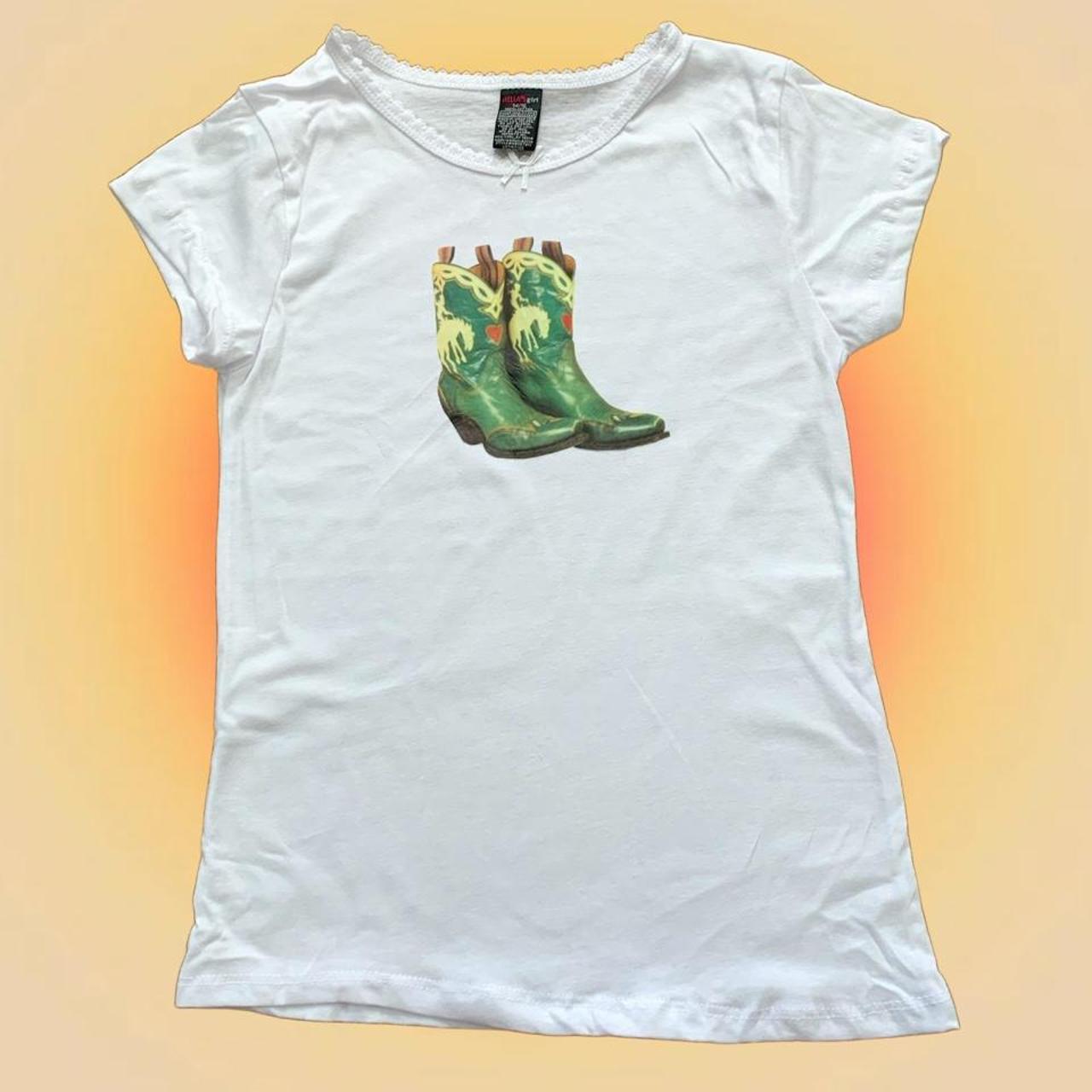 Cowgirl baby tee Size small tee with a hand printed... - Depop