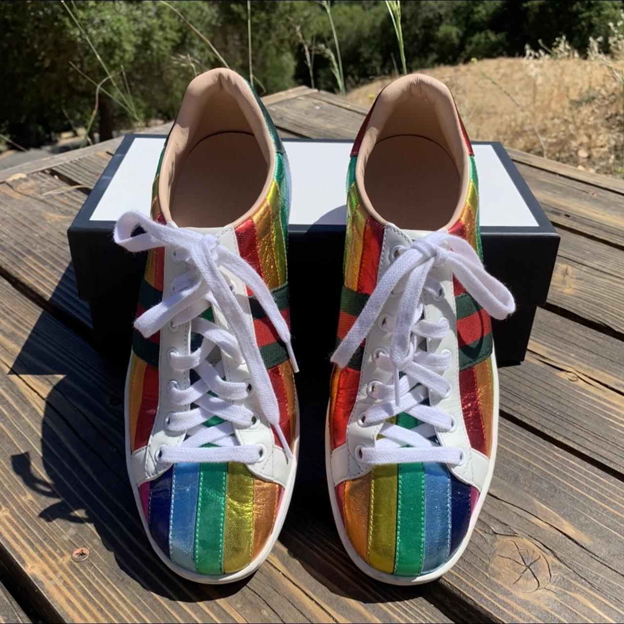 rainbow shoes from gucci 🌈 these rare gucci shoes... Depop