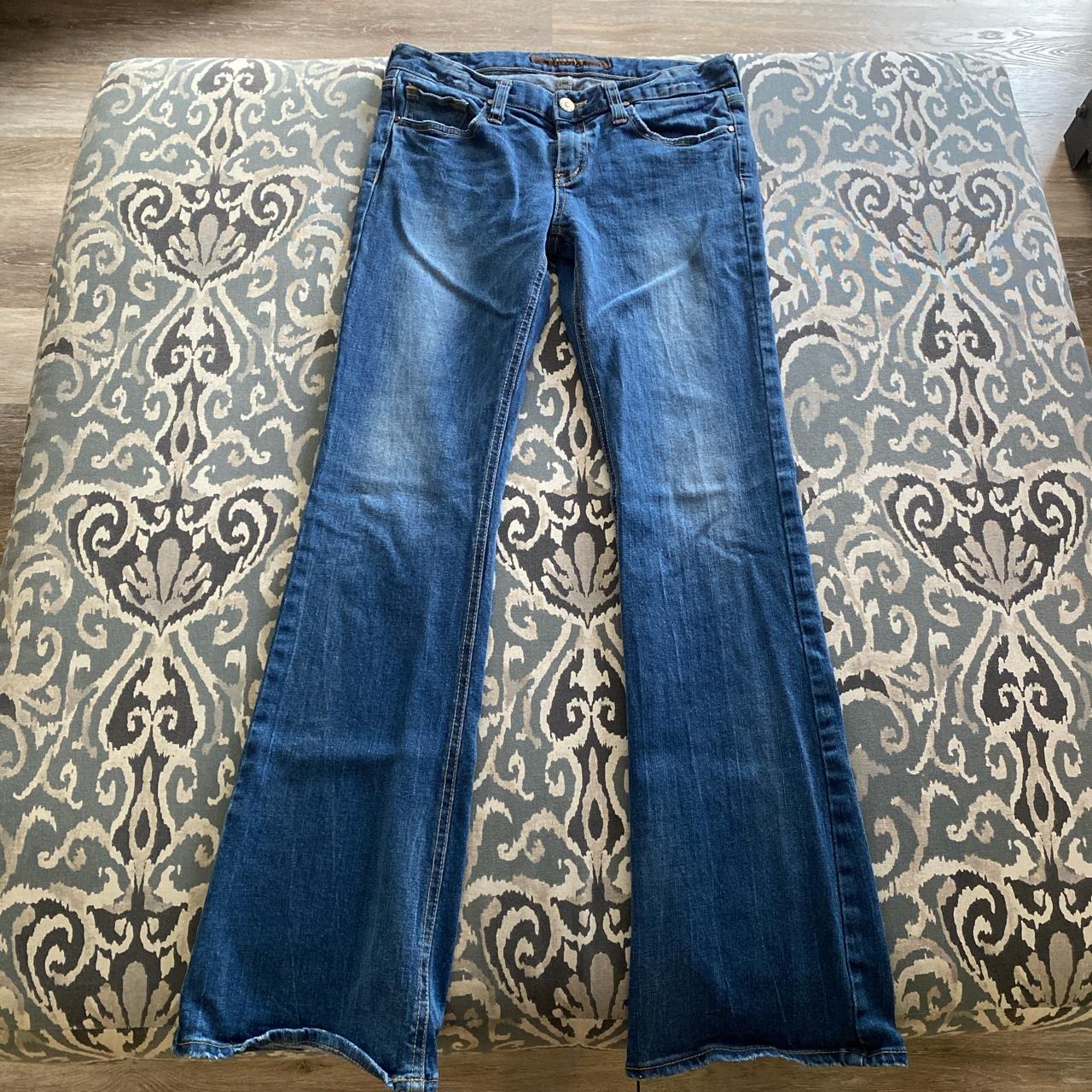 Size 28 Super Y2k Low Rise Flared Jeans By Cony Cuny... - Depop