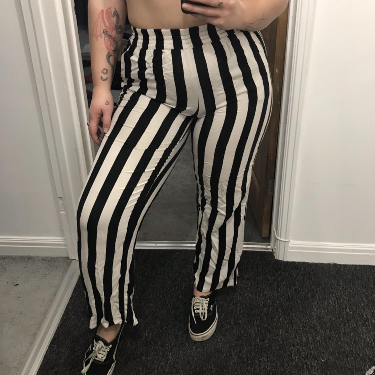 Flowy black and 2024 white striped pants