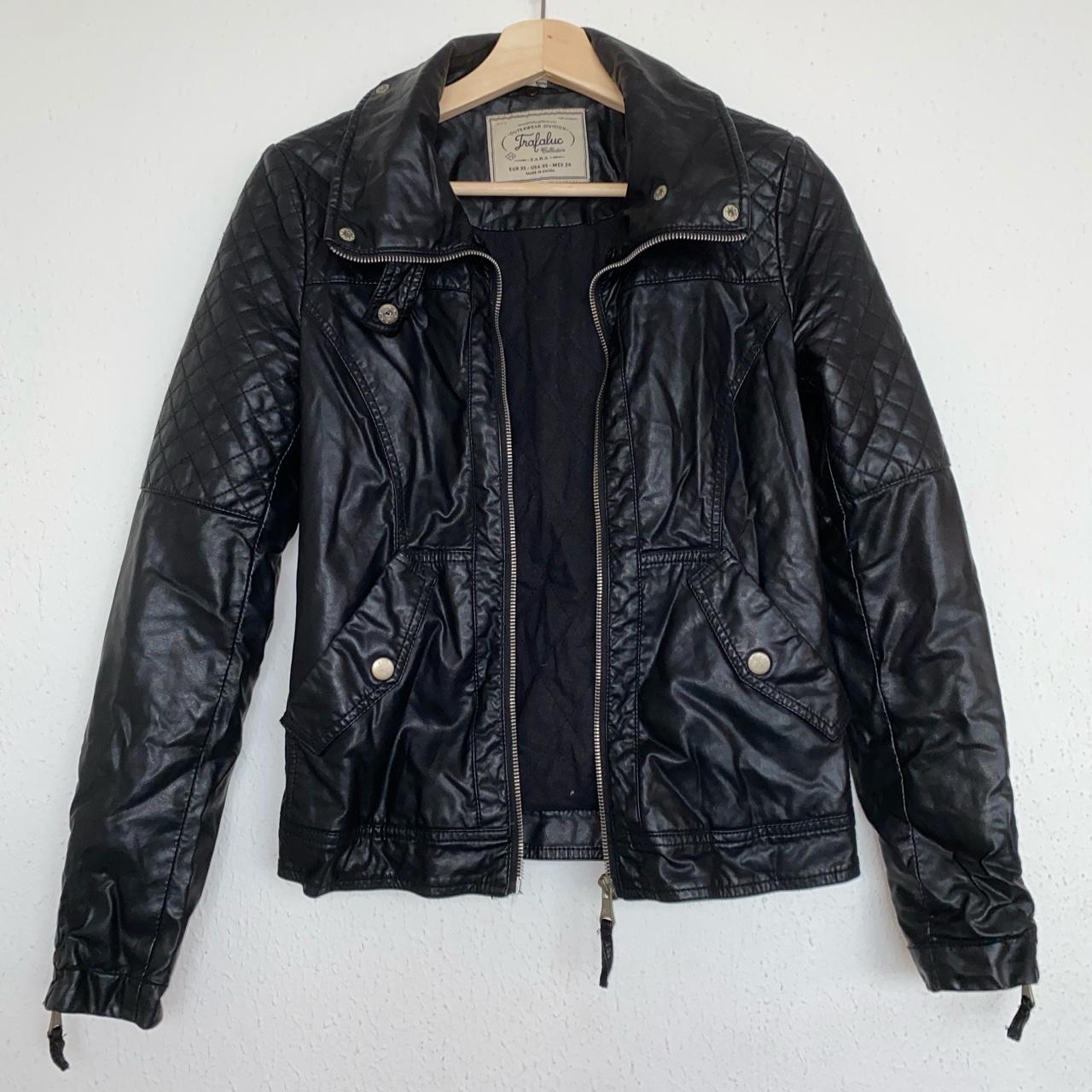 Zara Black Faux Leather Jacket + size small + pre... - Depop