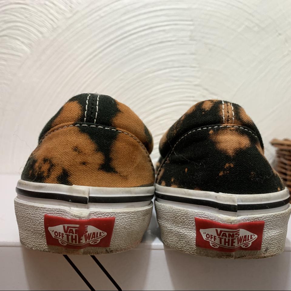 custom burned louis vuitton white slip on vans - can - Depop