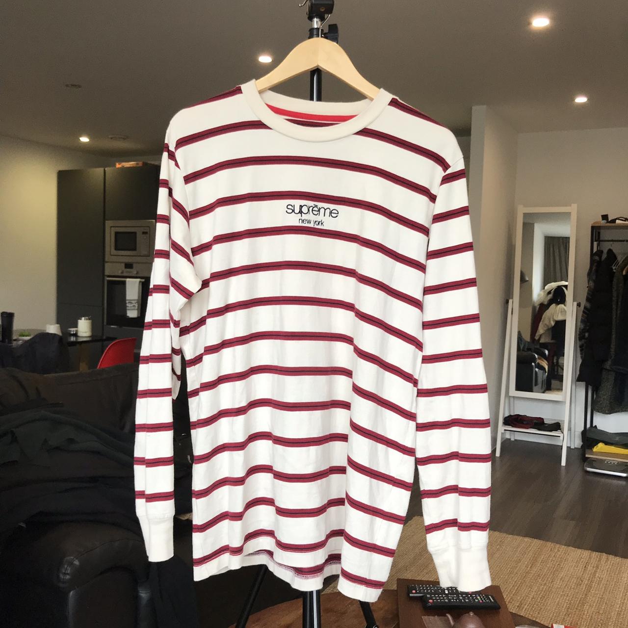 Supreme Striped Long Sleeve Tee - Depop