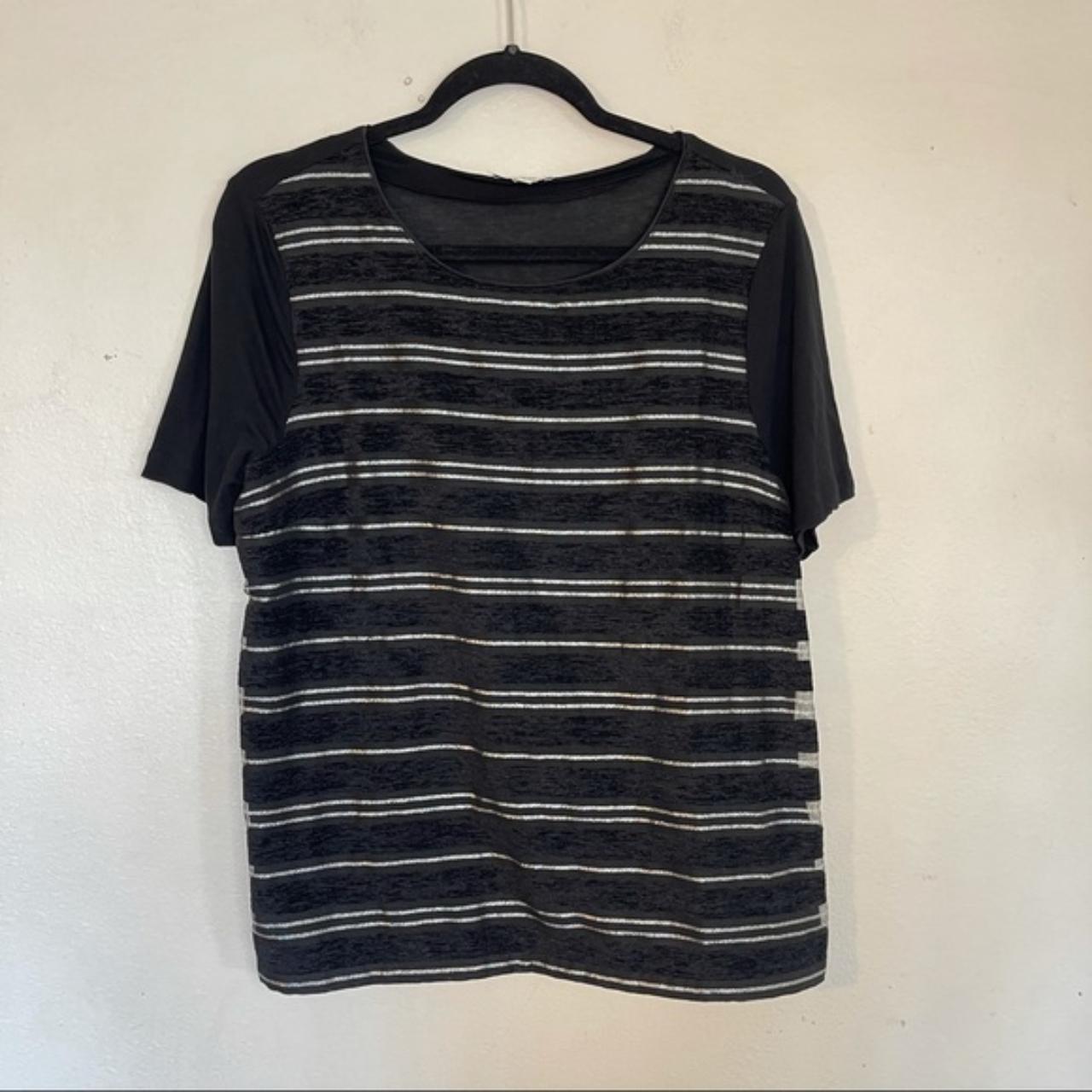 Reiss Women's Black and Silver Shirt | Depop