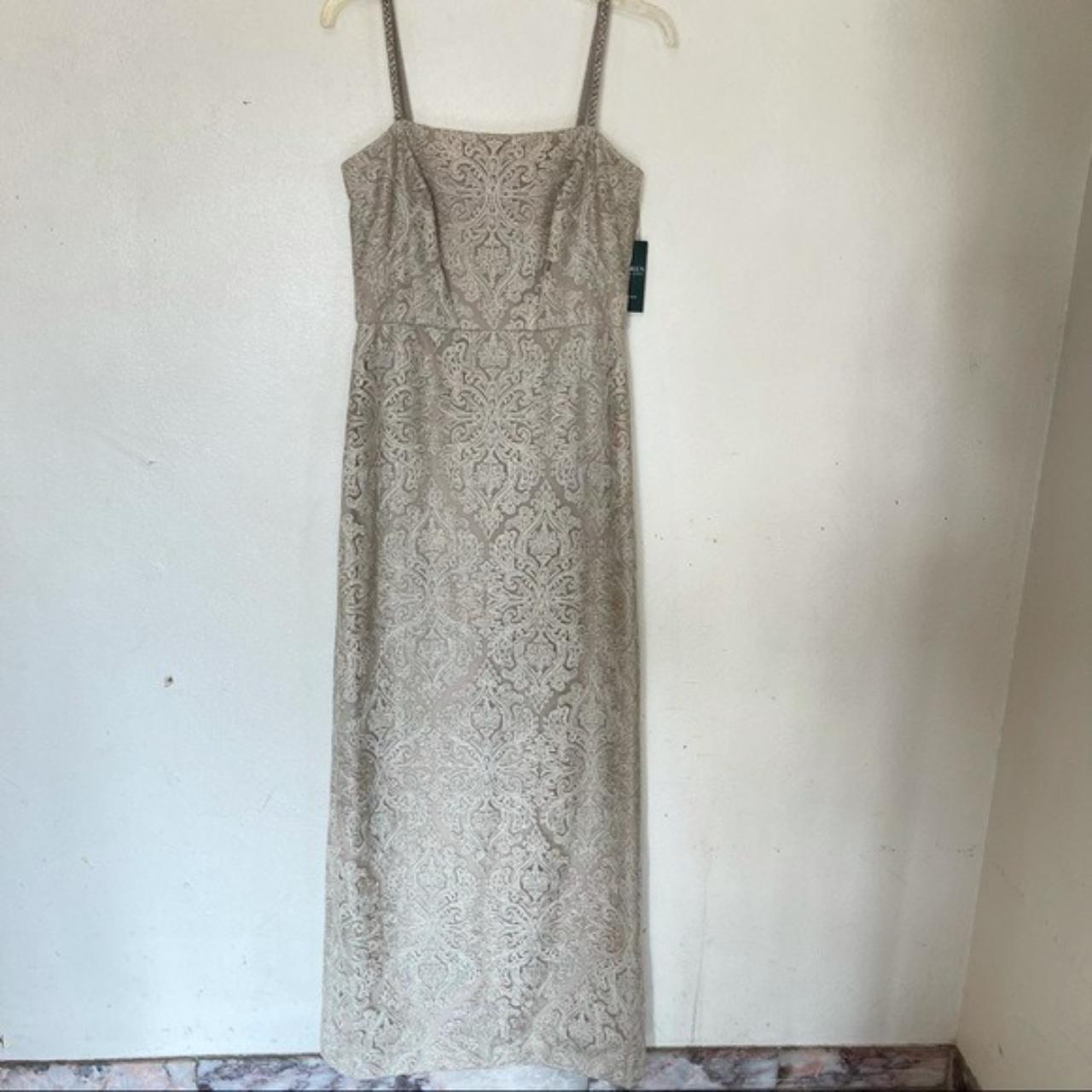 ralph lauren gold lace dress