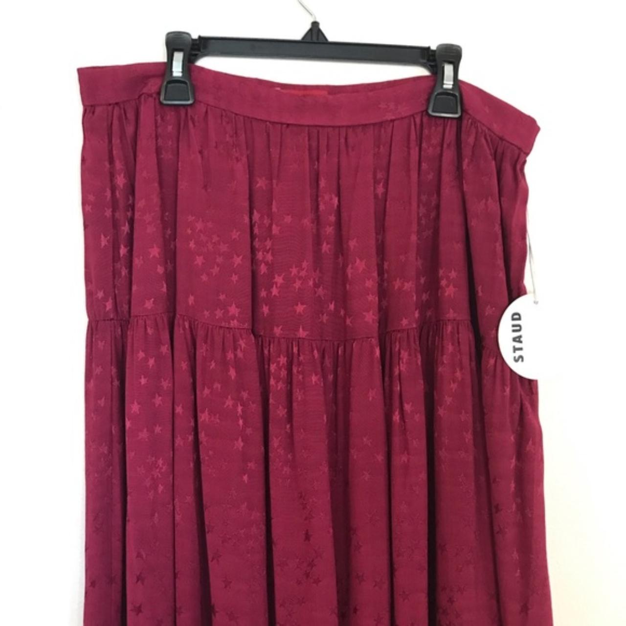 Staud Leo Tiered Skirt Color: Raspberry Invisible... - Depop