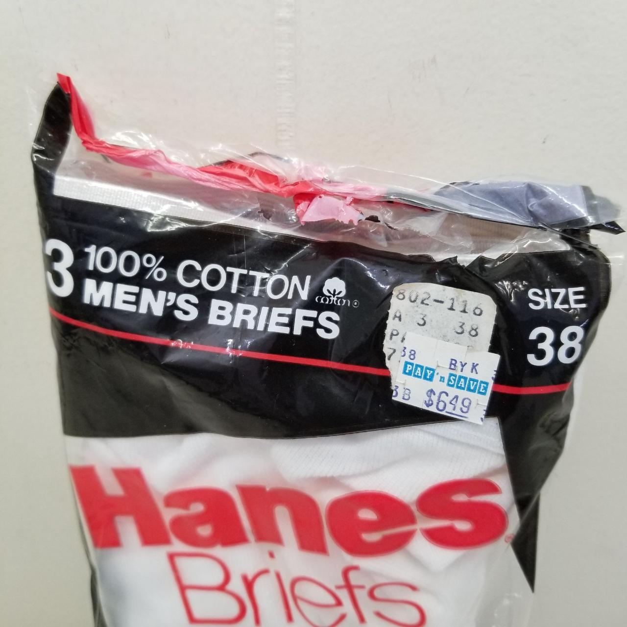 Vintage 1987 Hanes Men's Briefs White Underwear 3 - Depop