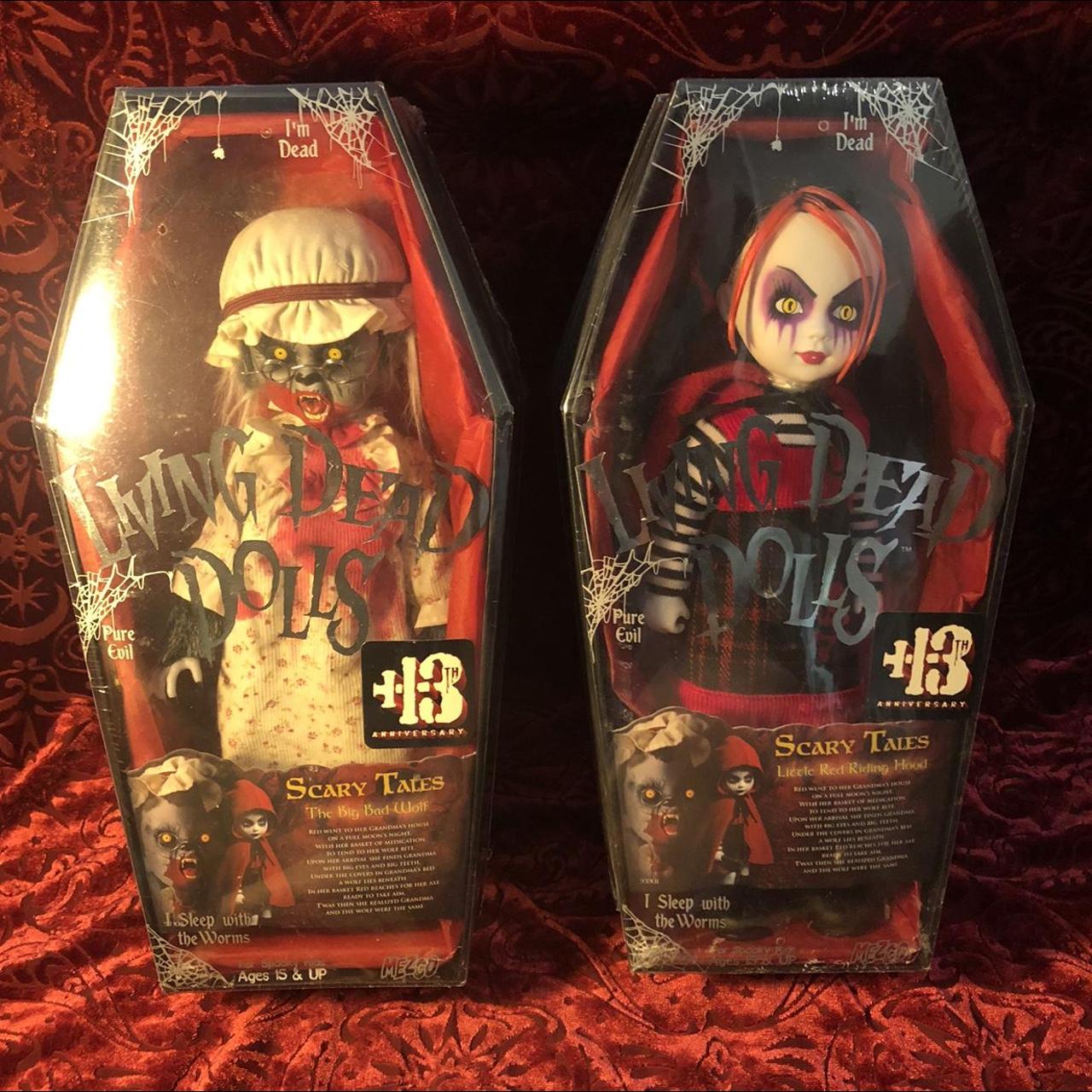 Set of 2 living dead dolls big bad wolf, cheapest little red riding hood.