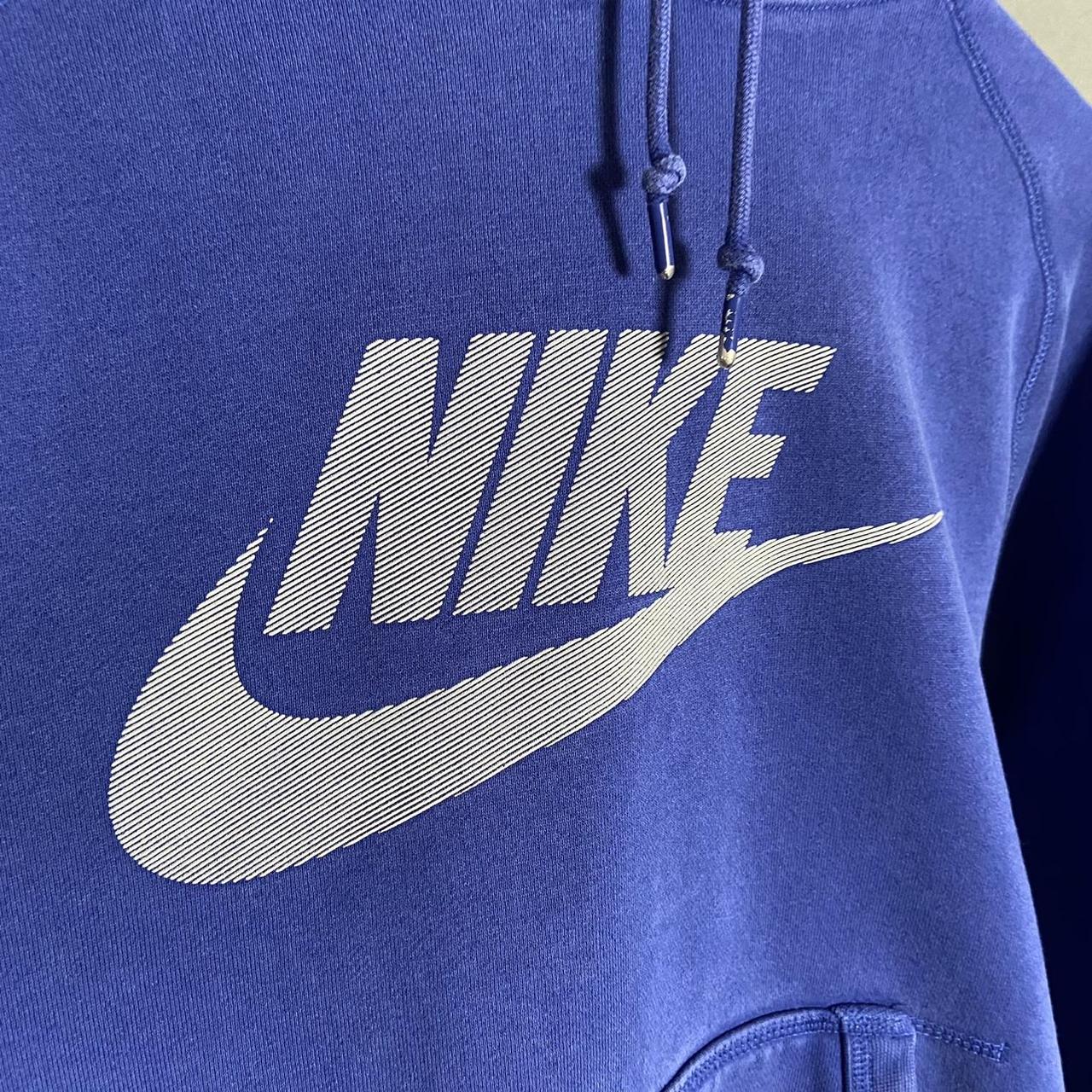 Y2k Nike blue pullover hoodie. Screen print. Swoosh.... - Depop