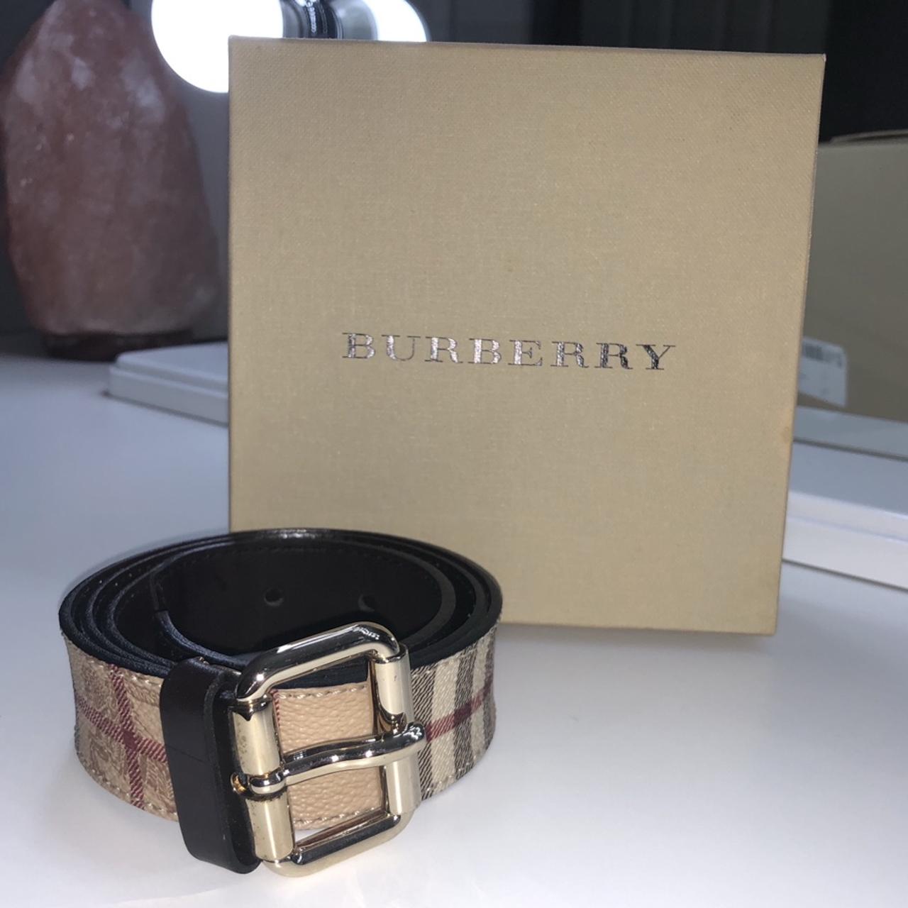 authentic burberry gold belt retail $489 selling for - Depop