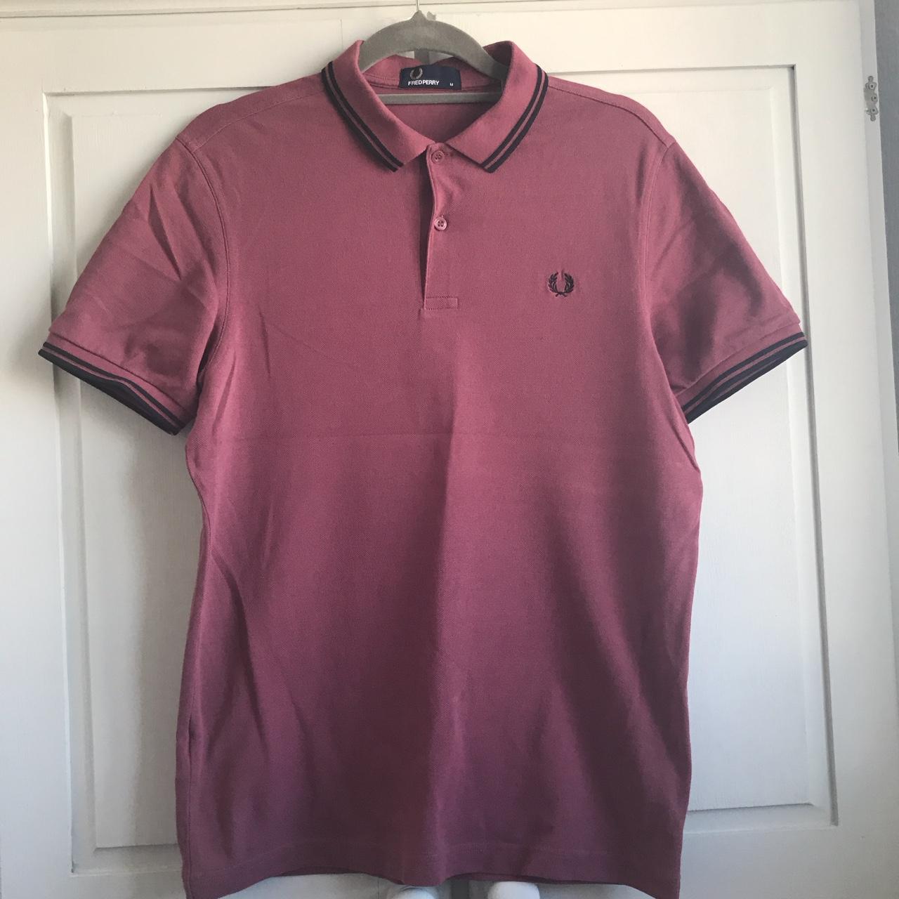 Fred Perry Polo Shirt - Red with black sleeve and... - Depop