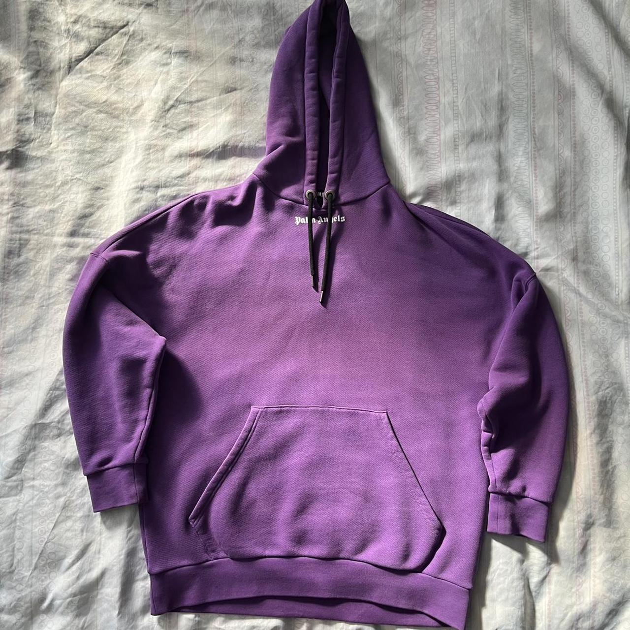 Palm Angels Men's Purple and White Hoodie | Depop