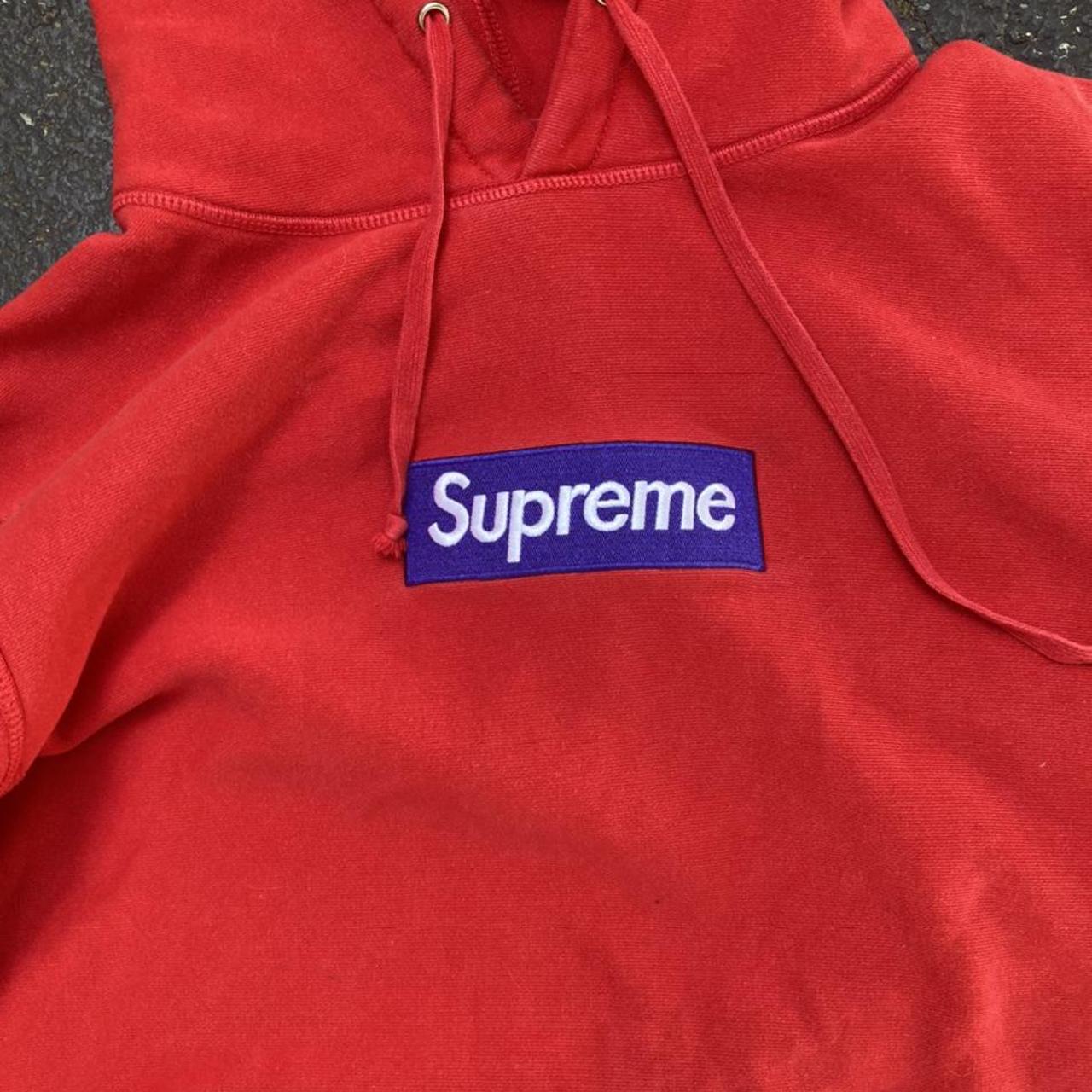 Red supreme hoodie purple box logo online