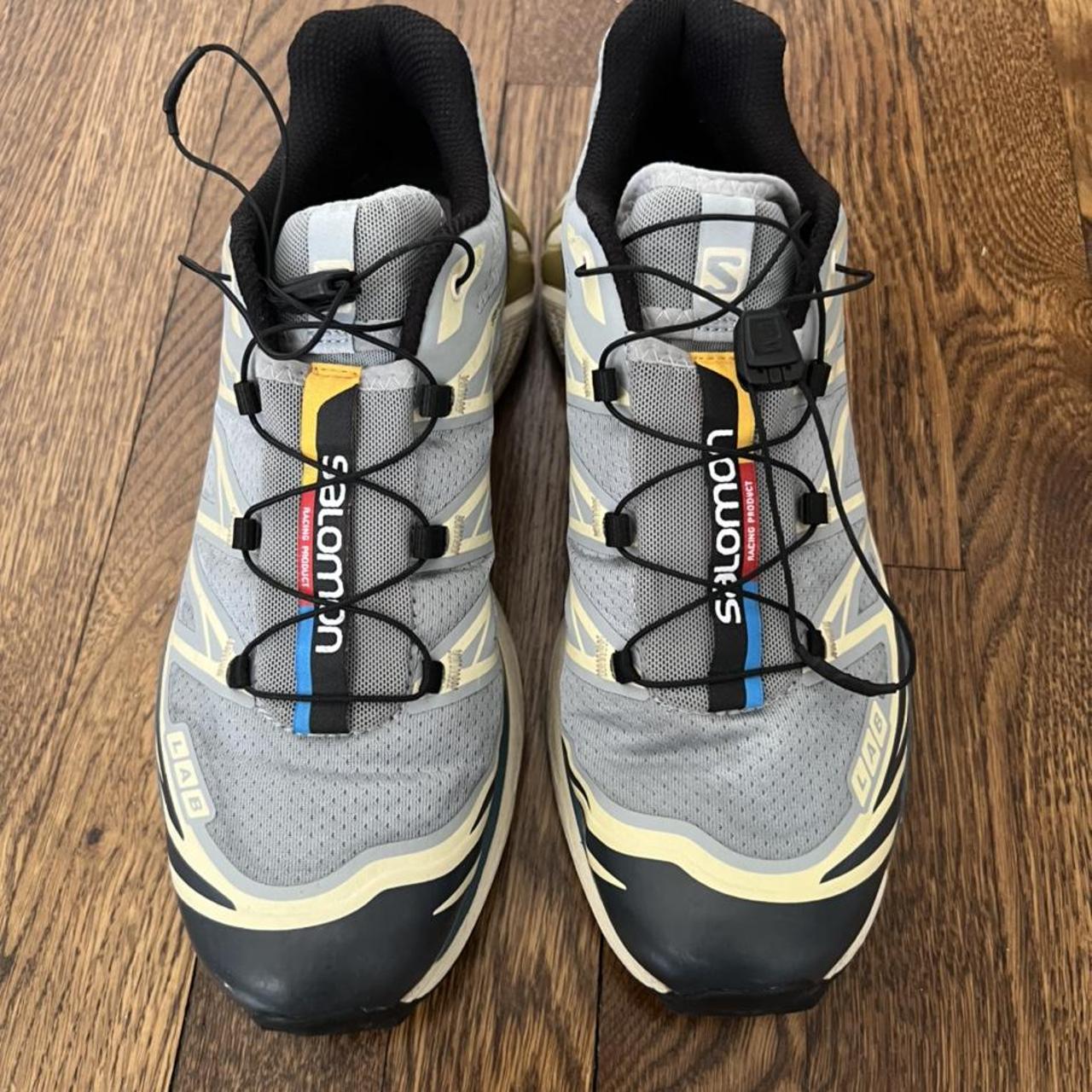 Salomon xt6 blue/gold color way. Size 9. Some slight... - Depop