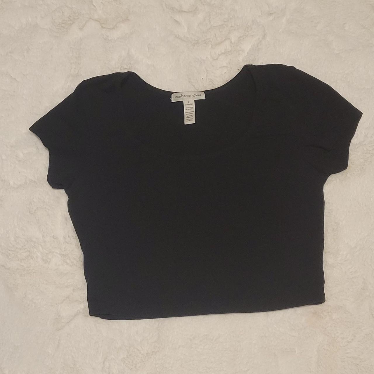 Ambiance apparel stretchy black crop top with cap - Depop