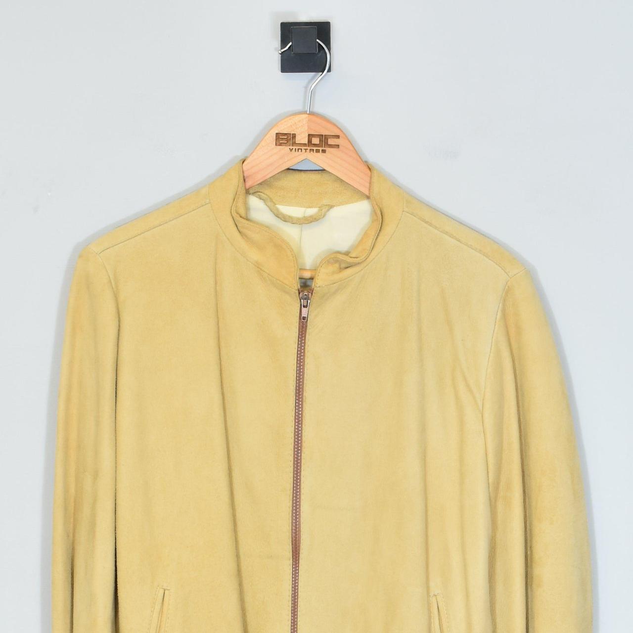 Vintage Women's Suede Bomber Jacket Beige... Depop