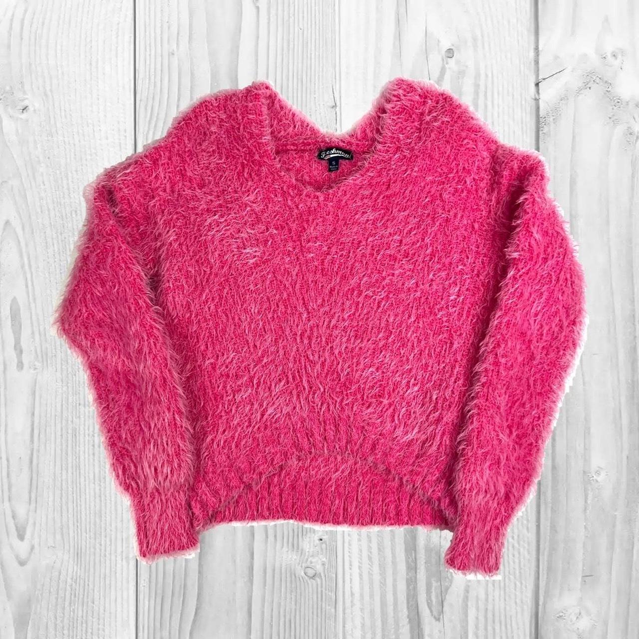 Y2K Super Fuzzy Bubblegum Pink Sweater, Eyelash Yarn... - Depop