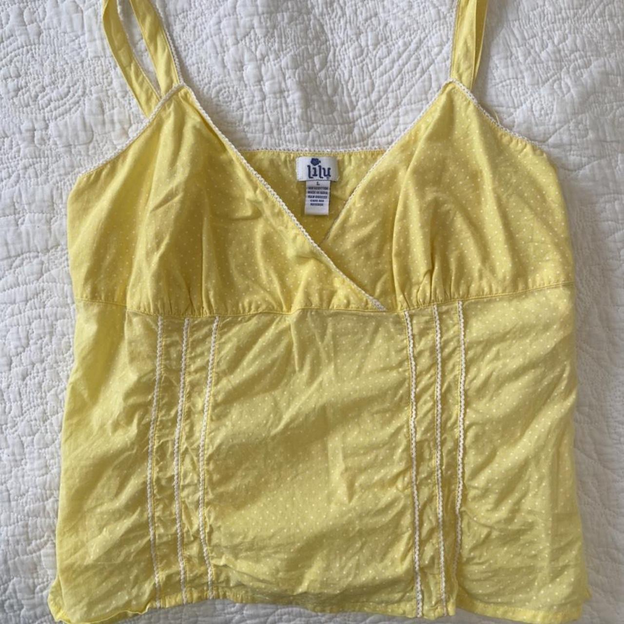 this gorgeous yellow babydoll tank is so perfect for... - Depop