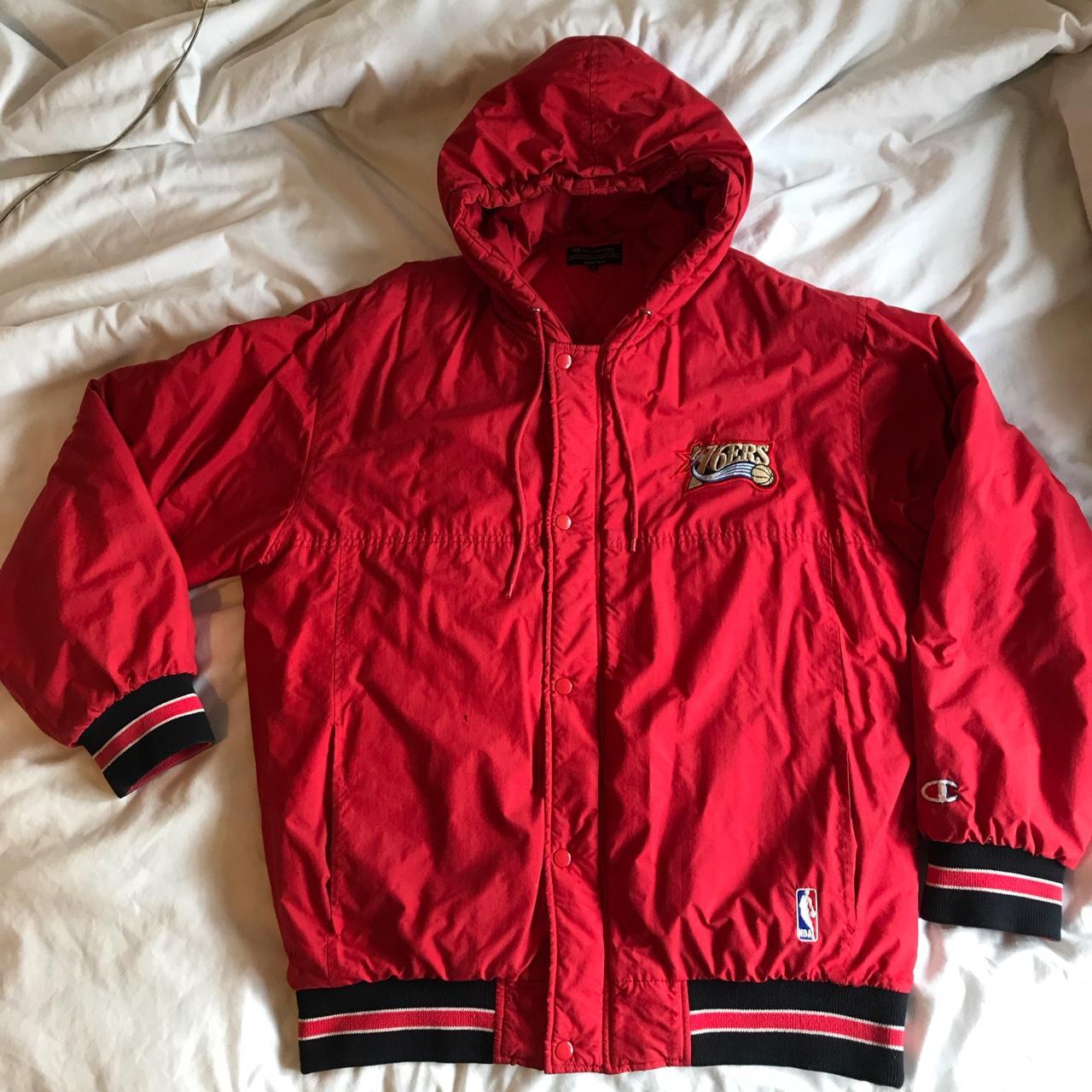 Champion Men's Red and Black Jacket | Depop