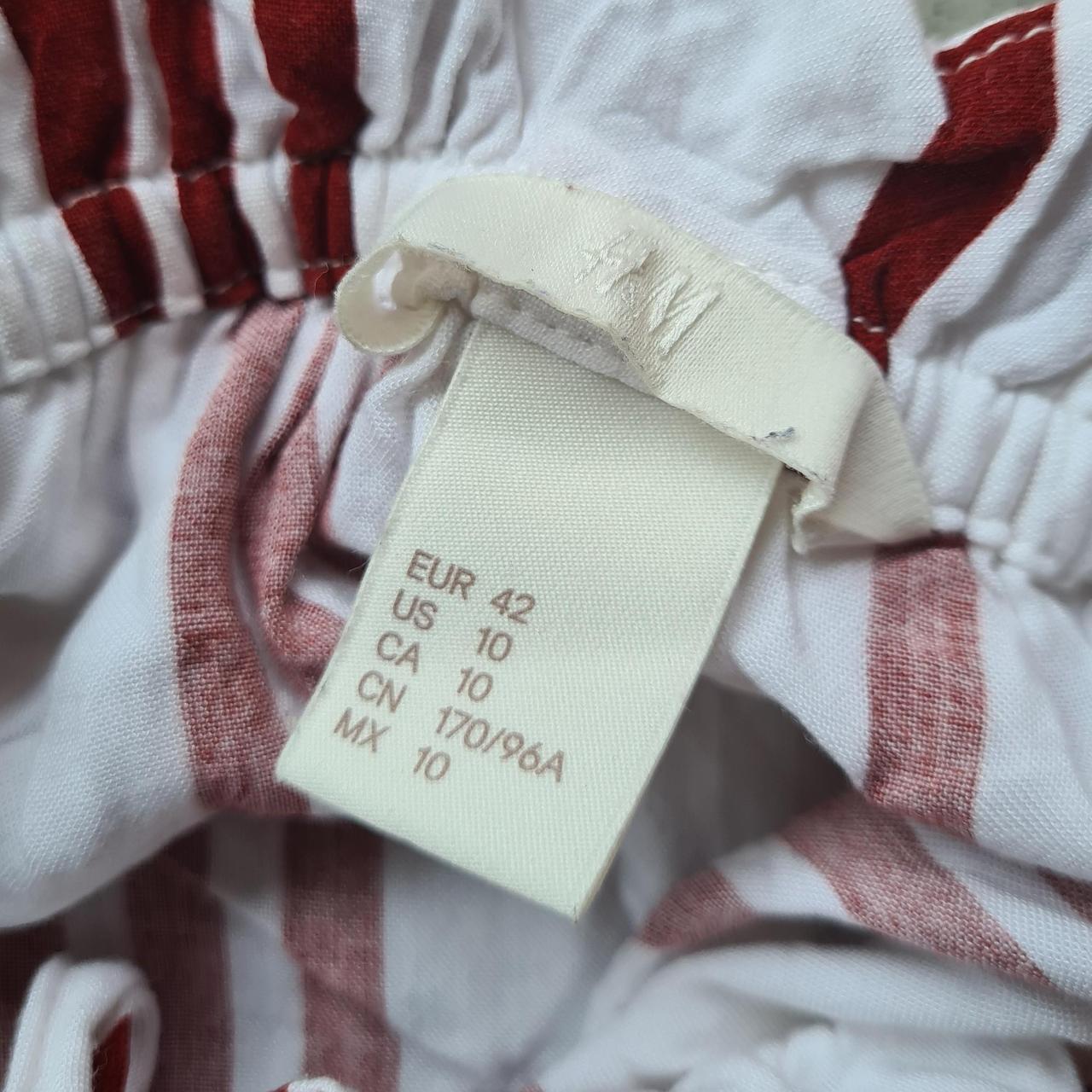 White H&M spaghetti dress with burgundy stripes. A... - Depop