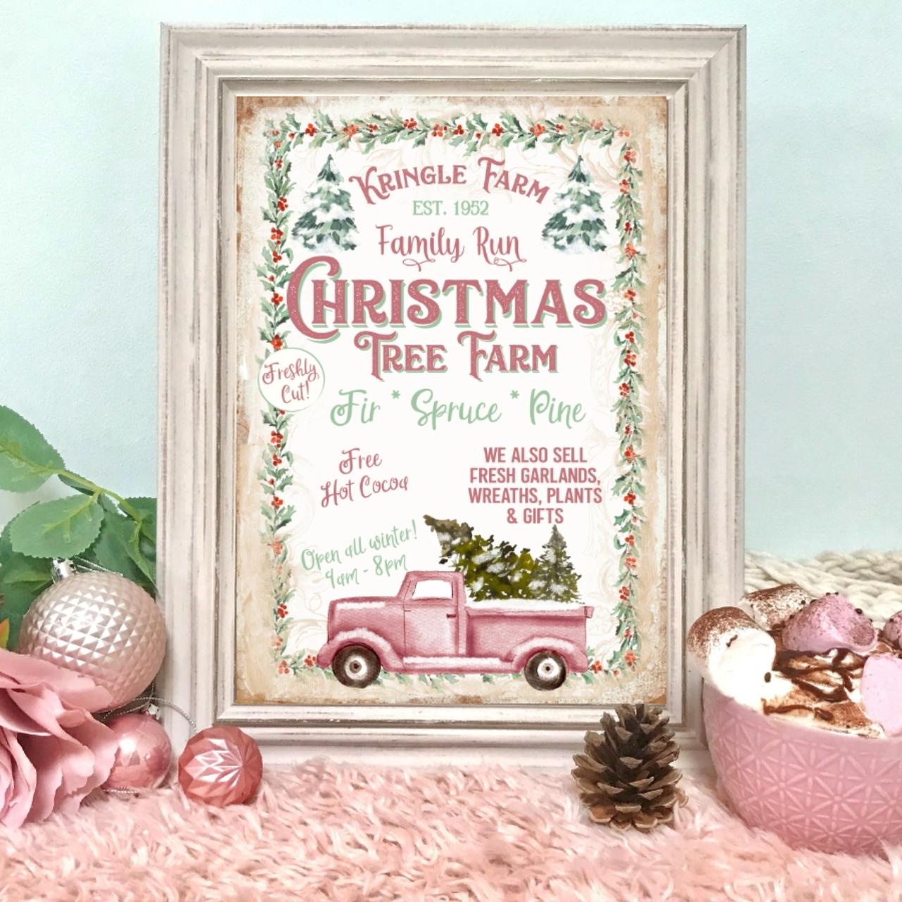 Mrs Claus Hot Chocolate Sign Christmas Wall Decor Holiday Print Decoration