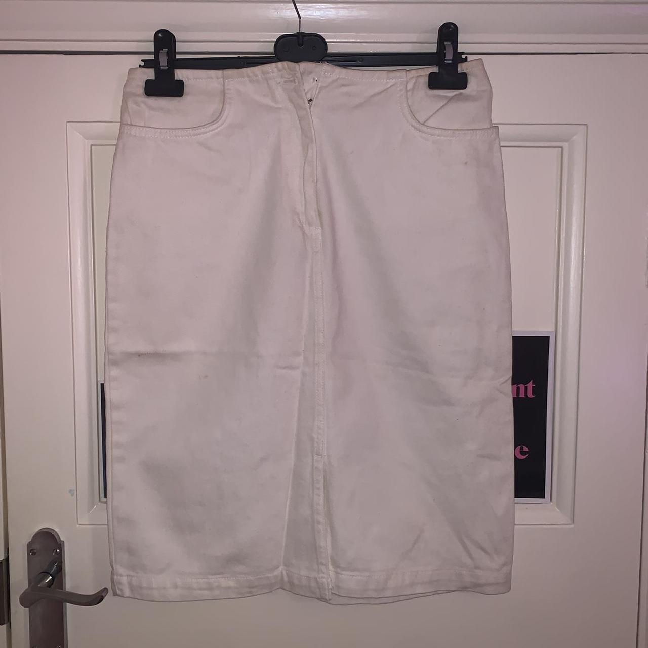 Denim Bay Women's White Skirt Depop
