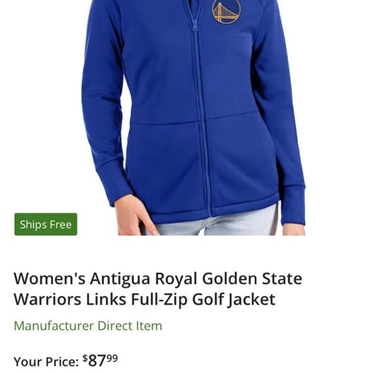 Women's Antigua Royal Golden State Warriors Links Full-Zip Golf Jacket