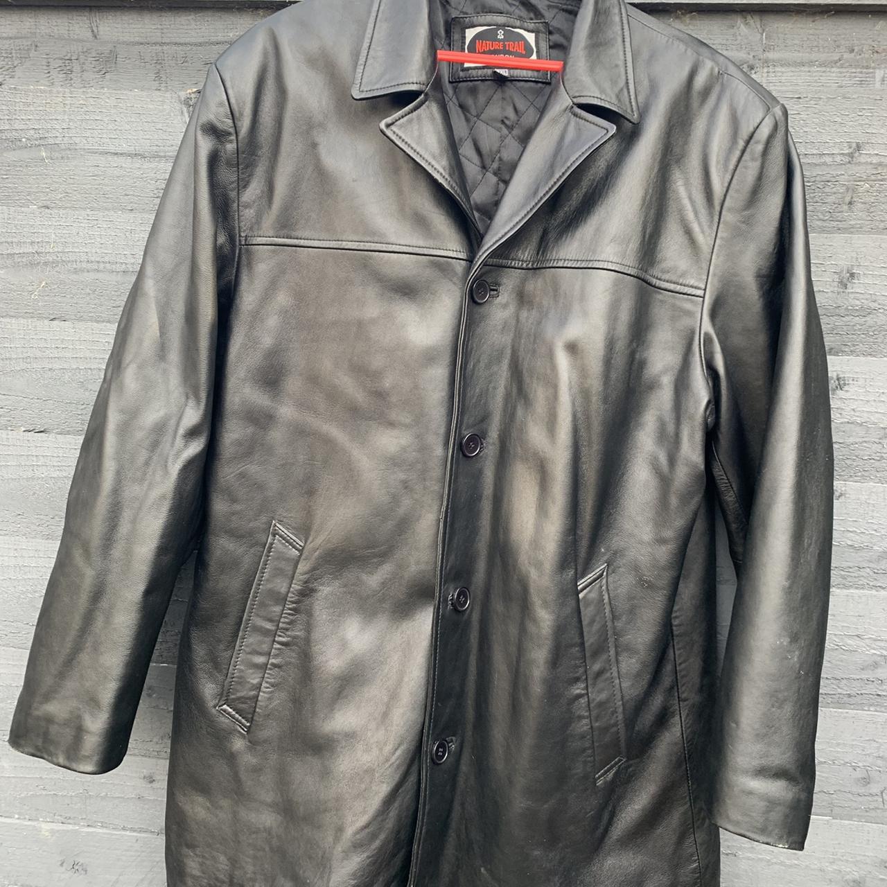 Black leather jacket. Nature trail London.... - Depop