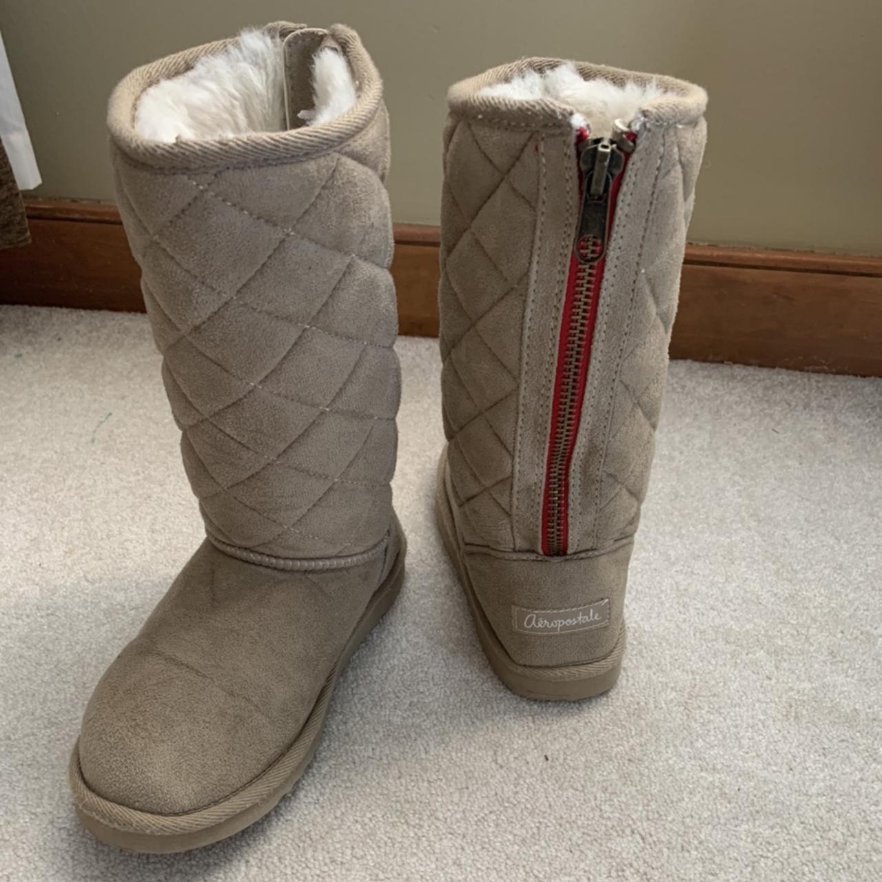 Aeropostale Faux Suede Slipper Boots with Faux Fur... Depop
